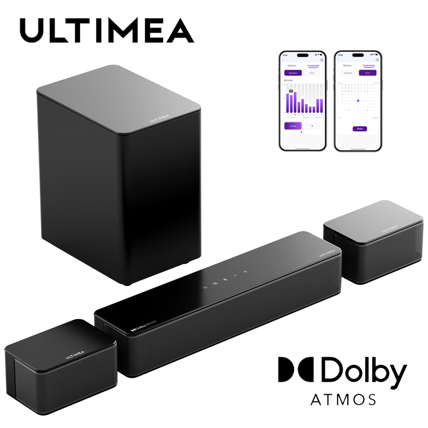 Home Cinema Onkyo 5.1 - ULTIMEA -TVサウンドバー,超薄型,2.1個,サブウーファー5.3,Bluetooth,PCゲーム用ミニサウンドバー,アーク