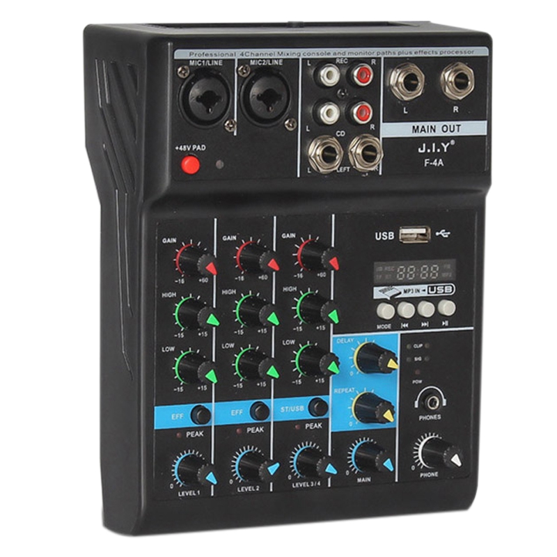 Home Cinema Video Processor - 4ウェイミキサーオーディオプロのサウンドカード効果プロセッサpro機器ミキシングコンソールusbポータブルビデオ消費者