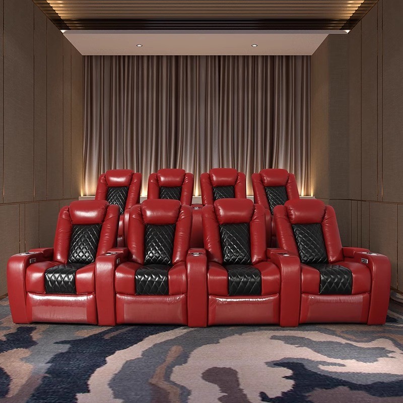 Home Cinema High End - 高級スマートVIPホームシアターリクライニングソファ 本革電動ソファ トップ牛革層 プライベートシネマ鑑賞用にカスタマイズ可能