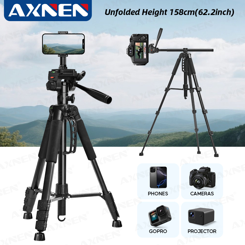 Projector Tripod Stand - プロ仕様三脚 アルミ製 62インチ(158cm) 高さ調節可能 360度回転 °