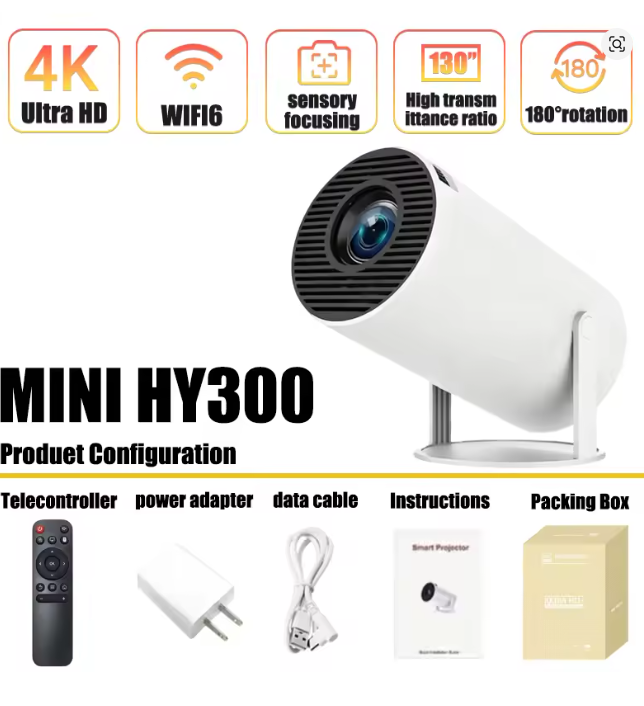 Home Cinema Setup - ミニHY300ポータブルプロジェクター Android 11 720P 4K対応 ホーム/アウトドアシネマ