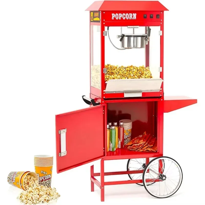 Popcorn Machine Home - ステンレス製モバイル1400ワットポップコーンマシン 電動ポップコーンマシン（カート付き）売れ筋商品
