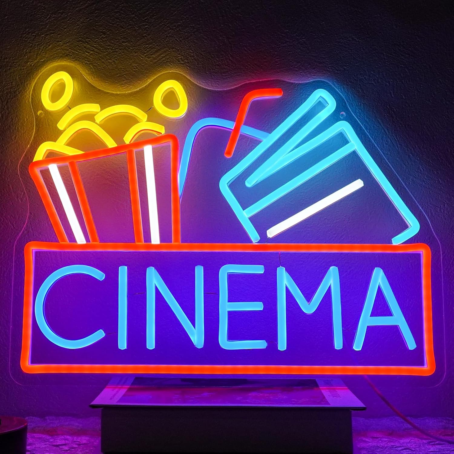 Home Cinema Setup - 映画館ネオンサイン USB電源 LED調光可能 LEDイスラムネオンライト 家庭用バー 映画の夜