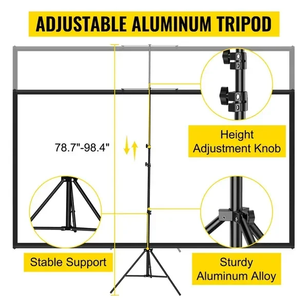 三脚式プロジェクタースクリーン スタンド付き 80インチ 1 - Projector Tripod Stand のレビューと価格