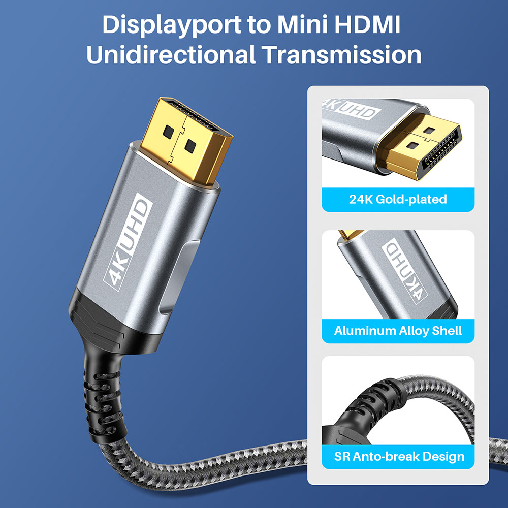 DisplayPort からミニ HDMI ケーブル UHD - Home Cinema Projector 4K のレビューと価格
