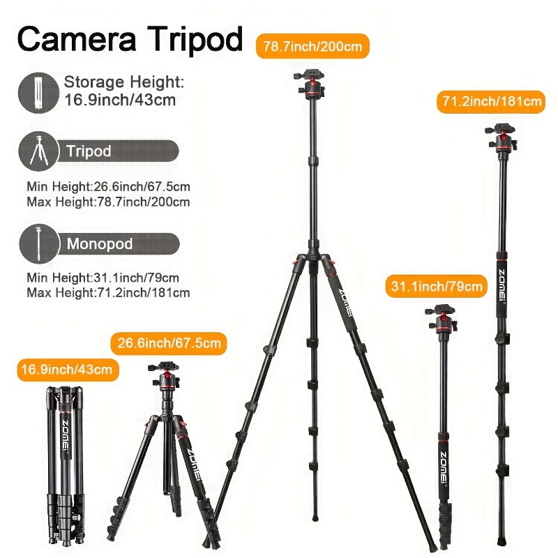 ZOMEI 78.7 インチ/200cm 高耐久アルミニウム - Projector Tripod Stand のレビューと価格