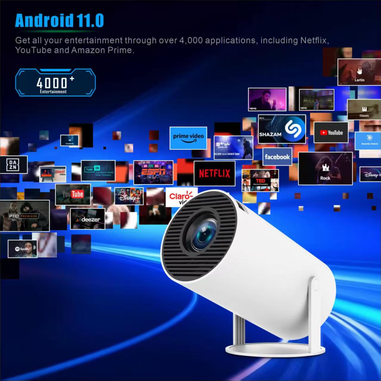 ミニHY300ポータブルプロジェクター Android 11 - Home Cinema Setup のレビューと価格